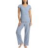 image:imageLaura Ashley Womens Pajamas 2 Piece Ribbed Knit Short Sleeve Henley Top and Pants PJ SetBlue Bows