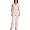 image:imageLaura Ashley Womens Pajamas 2 Piece Ribbed Knit Short Sleeve Henley Top and Pants PJ SetIvory Roses