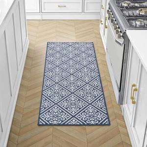 image:imageLaura Ashley All Loop Tufted 26quot x 45quot Washable SkidResistant Accent Rug  IvorySage Austell TwoToneAustell Twotone Dusty NavyIvory