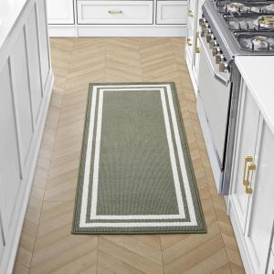 image:imageLaura Ashley All Loop Tufted 26quot x 45quot Washable SkidResistant Accent Rug  IvorySage Austell TwoToneDebbie Double Border Twotone IvorySage