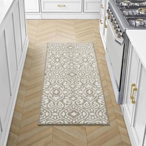 image:imageLaura Ashley All Loop Tufted 26quot x 45quot Washable SkidResistant Accent Rug  IvorySage Austell TwoToneFeya Twotone LinenIvory