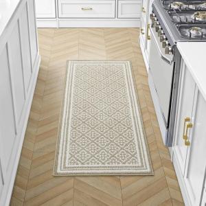 image:imageLaura Ashley All Loop Tufted 26quot x 45quot Washable SkidResistant Accent Rug  IvorySage Austell TwoToneIsla Twotone BerberIvory