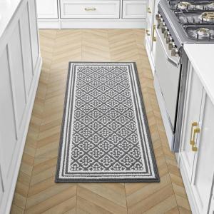 image:imageLaura Ashley All Loop Tufted 26quot x 45quot Washable SkidResistant Accent Rug  IvorySage Austell TwoToneIsla Twotone Dark GreyIvory