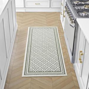 image:imageLaura Ashley All Loop Tufted 26quot x 45quot Washable SkidResistant Accent Rug  IvorySage Austell TwoToneIsla Twotone IvorySage