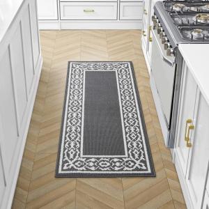 image:imageLaura Ashley All Loop Tufted 26quot x 45quot Washable SkidResistant Accent Rug  IvorySage Austell TwoToneLorreta Twotone Dark GreyIvory