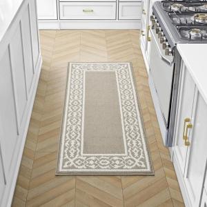 image:imageLaura Ashley All Loop Tufted 26quot x 45quot Washable SkidResistant Accent Rug  IvorySage Austell TwoToneLorreta Twotone LinenIvory