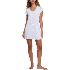 image:imageLaura Ashley Womens Nightgown Ribbed Knit Short Sleeve Henley SleepshirtBlue Ditsy