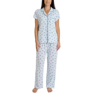 image:imageLaura Ashley Womens Pajamas 2 Piece Cotton Blend Notch Collar Button Down PJ SetBlue Bows