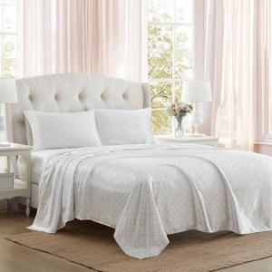 image:imageLaura Ashley  Queen Bed Sheets Printed Satin Bedding with Matching Pillowcases Deep Pocket Lightweight for YearRound Use OekoTex Certified Tierney PinkTierney Pink
