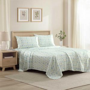 image:imageLaura Ashley  Queen Bed Sheets Printed Satin Bedding with Matching Pillowcases Deep Pocket Lightweight for YearRound Use OekoTex Certified Tierney PinkEdwina Blue