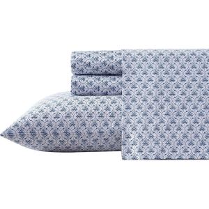 image:imageLaura Ashley  Queen Sheet Set ButterySoft Bed Sheets with a Naturally Silky Smooth Cotton Sateen Lightweight Feel  Matching Pillowcases amp Fitted Sheet Bettinas Blooms RedRosemarie Blue