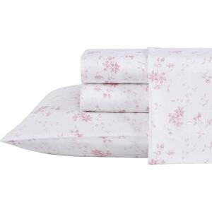 image:imageLaura Ashley  Queen Sheet Set ButterySoft Bed Sheets with a Naturally Silky Smooth Cotton Sateen Lightweight Feel  Matching Pillowcases amp Fitted Sheet Bettinas Blooms RedGarden Muse Tea Rose