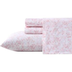 image:imageLaura Ashley  Queen Sheet Set ButterySoft Bed Sheets with a Naturally Silky Smooth Cotton Sateen Lightweight Feel  Matching Pillowcases amp Fitted Sheet Bettinas Blooms RedBella Pink