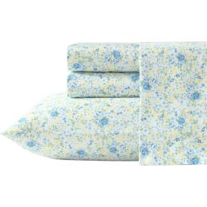 image:imageLaura Ashley  Queen Sheet Set ButterySoft Bed Sheets with a Naturally Silky Smooth Cotton Sateen Lightweight Feel  Matching Pillowcases amp Fitted Sheet Bettinas Blooms RedRowena Blue