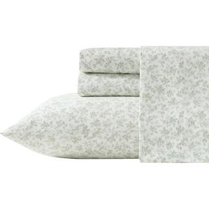 image:imageLaura Ashley  Queen Sheet Set ButterySoft Bed Sheets with a Naturally Silky Smooth Cotton Sateen Lightweight Feel  Matching Pillowcases amp Fitted Sheet Bettinas Blooms RedFloral Toile Green