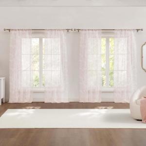 image:imageLaura Ashley Barnette Window Curtains with Rod Pocket 96inch Length 4 Panels Set SemiSheer Light Filtering BlushBlush