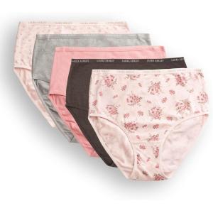 image:imageLaura Ashley Womens Cotton Brief Underwear Set HighWaisted Panties for Women 5PackBallet BouquetDune ShadowWild RoseMd Heather GreyBallet Ditsy