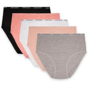 image:imageLaura Ashley Womens Cotton Brief Underwear Set HighWaisted Panties for Women 5PackMd Heather GreyNakedWhiteRosewoodBlack