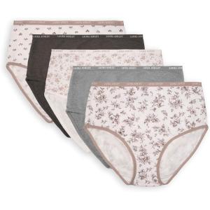 image:imageLaura Ashley Womens Cotton Brief Underwear Set HighWaisted Panties for Women 5PackSteel FloralMd Heather GreySteel FloralSmokey TaupeSteel Pea