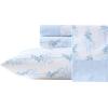 image:imageLaura Ashley  Full Sheet Set Crisp amp Cool Cotton Percale Bedding for Year Round Comfort Deep Pocket Bed Sheets with Matching Pillowcases Blossom Bliss PinkFloral Ribbon Blue