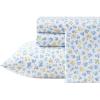 image:imageLaura Ashley  Full Sheet Set Crisp amp Cool Cotton Percale Bedding for Year Round Comfort Deep Pocket Bed Sheets with Matching Pillowcases Blossom Bliss PinkDitsy Doodle Blue