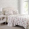 image:imageLaura Ashley  Full Sheet Set Crisp amp Cool Cotton Percale Bedding for Year Round Comfort Deep Pocket Bed Sheets with Matching Pillowcases Blossom Bliss PinkAshfield Pink
