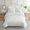 image:imageLaura Ashley  Twin Quilt Set Soft amp Reversible Cotton Percale Bedding 2 Piece Floral Bed Set with Matching Pillowcase Rosebud StripeWhitaker Vine Green