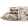 image:imageLaura Ashley  Full Sheet Set Crisp amp Cool Cotton Percale Bedding for Year Round Comfort Deep Pocket Bed Sheets with Matching Pillowcases Blossom Bliss PinkAshfield Beige