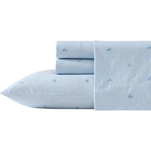 image:imageLaura Ashley  Full Sheet Set Crisp amp Cool Cotton Percale Bedding for Year Round Comfort Deep Pocket Bed Sheets with Matching Pillowcases Blossom Bliss PinkTurtle Gingham