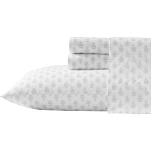 image:imageLaura Ashley  Full Sheet Set Crisp amp Cool Cotton Percale Bedding for Year Round Comfort Deep Pocket Bed Sheets with Matching Pillowcases Blossom Bliss PinkFrancesca Grey