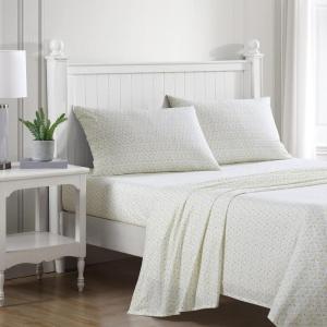image:imageLaura Ashley  Full Sheet Set Crisp amp Cool Cotton Percale Bedding for Year Round Comfort Deep Pocket Bed Sheets with Matching Pillowcases Blossom Bliss PinkEvie Yellow