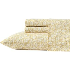 image:imageLaura Ashley  Full Sheet Set Crisp amp Cool Cotton Percale Bedding for Year Round Comfort Deep Pocket Bed Sheets with Matching Pillowcases Blossom Bliss PinkHeirloom Ditzy Gold