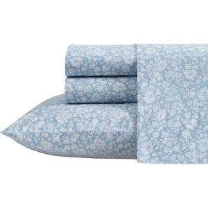 image:imageLaura Ashley  Full Sheet Set Crisp amp Cool Cotton Percale Bedding for Year Round Comfort Deep Pocket Bed Sheets with Matching Pillowcases Blossom Bliss PinkHeirloom Ditzy