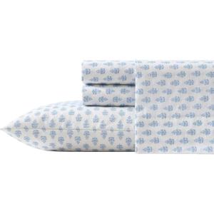 image:imageLaura Ashley  Full Sheet Set Crisp amp Cool Cotton Percale Bedding for Year Round Comfort Deep Pocket Bed Sheets with Matching Pillowcases Blossom Bliss PinkFrancesca Blue