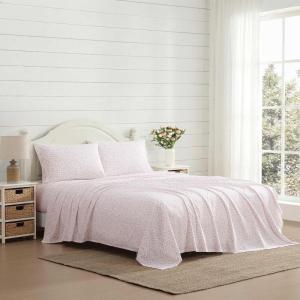 image:imageLaura Ashley  Full Sheet Set Crisp amp Cool Cotton Percale Bedding for Year Round Comfort Deep Pocket Bed Sheets with Matching Pillowcases Blossom Bliss PinkLittle Ditsy Pink