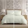 image:imageLaura Ashley  Queen Size Duvet Cover Set 100 Soft Woven Gauze Bedding 3 Piece Reversible Bed Set with Matching Pillowcases Crinkle GreenCrinkle Green