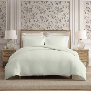 image:imageLaura Ashley  Queen Size Duvet Cover Set 100 Soft Woven Gauze Bedding 3 Piece Reversible Bed Set with Matching Pillowcases Crinkle GreenCrinkle Green