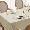 image:imageLaura Ashley Esme Decorative Tablecloth Wrinkle and Stain Resistant Spillproof Water Repellent Washable Polyester Fabric for Dining Kitchen Holiday and Party Set of 8 Napkins WhiteTaupe