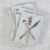 image:imageLaura Ashley Napkins Raised Woven Embroidered Jacquard Fabric Wrinkle Resistant for Dining Holiday Party Wedding or Banquet Set of 6 Napkins Cynthia WhiteSnowflake Silver