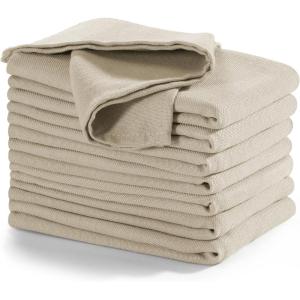 image:imageLaura Ashley Esme Decorative Tablecloth Wrinkle and Stain Resistant Spillproof Water Repellent Washable Polyester Fabric for Dining Kitchen Holiday and Party Set of 8 Napkins WhiteTaupe