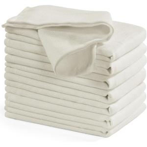 image:imageLaura Ashley Esme Decorative Tablecloth Wrinkle and Stain Resistant Spillproof Water Repellent Washable Polyester Fabric for Dining Kitchen Holiday and Party Set of 8 Napkins WhiteIvory