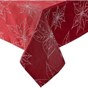 image:imageLaura Ashley Napkins Raised Woven Embroidered Jacquard Fabric Wrinkle Resistant for Dining Holiday Party Wedding or Banquet Set of 6 Napkins Cynthia WhitePoinsettia Red