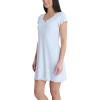 image:imageLaura Ashley Womens Nightgown Ribbed Knit Short Sleeve Henley SleepshirtHeather Stripe