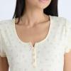 image:imageLaura Ashley Womens Nightgown Ribbed Knit Short Sleeve Henley SleepshirtYellow Roses