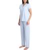 image:imageLaura Ashley Womens Pajamas 2 Piece Cotton Blend Notch Collar Button Down PJ SetBlue Check