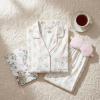 image:imageLaura Ashley Womens Pajamas 2 Piece Cotton Blend Notch Collar Button Down PJ SetIvory Floral