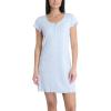 image:imageLaura Ashley Womens Nightgown Ribbed Knit Short Sleeve Henley SleepshirtHeather Stripe