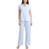 image:imageLaura Ashley Womens Pajamas 2 Piece Cotton Blend Notch Collar Button Down PJ SetBlue Check