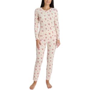 image:imageLaura Ashley Womens Thermal Underwear Set Soft Brushed Waffle Base Layer Long Sleeve Shirt and Legging SetOatmeal Floral