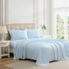 image:imageLaura Ashley  Twin Sheet Set 100 Soft amp Silky Smooth Satin Bed Sheets Deep Pockets Bedding with Matching Fitted Sheet amp Pillowcase Bliss BlueBliss Blue